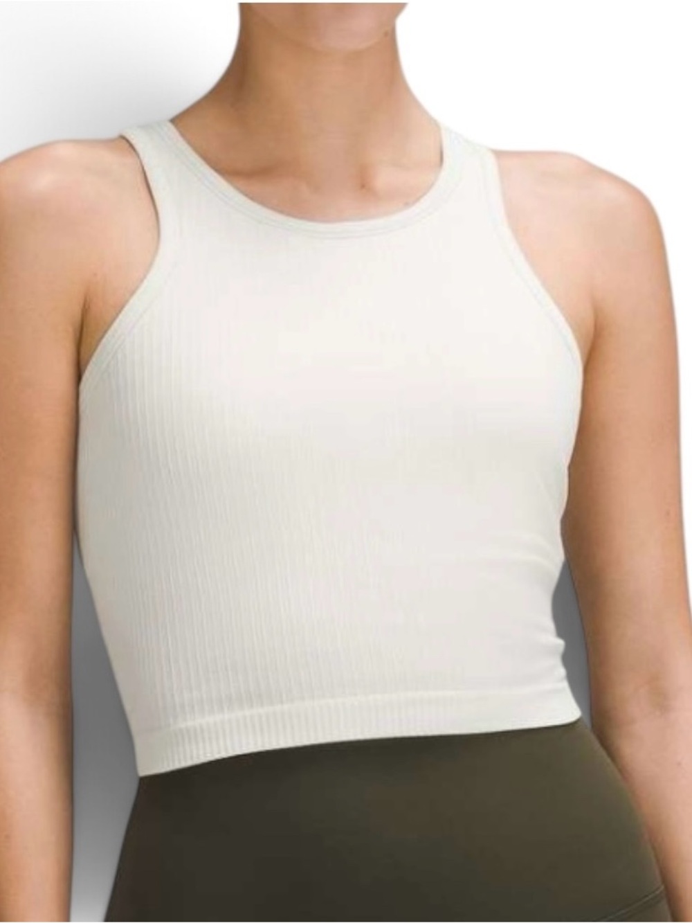 LULULEMON Ebb to Street Cropped Ribbed Racerback Tank Top Size 6